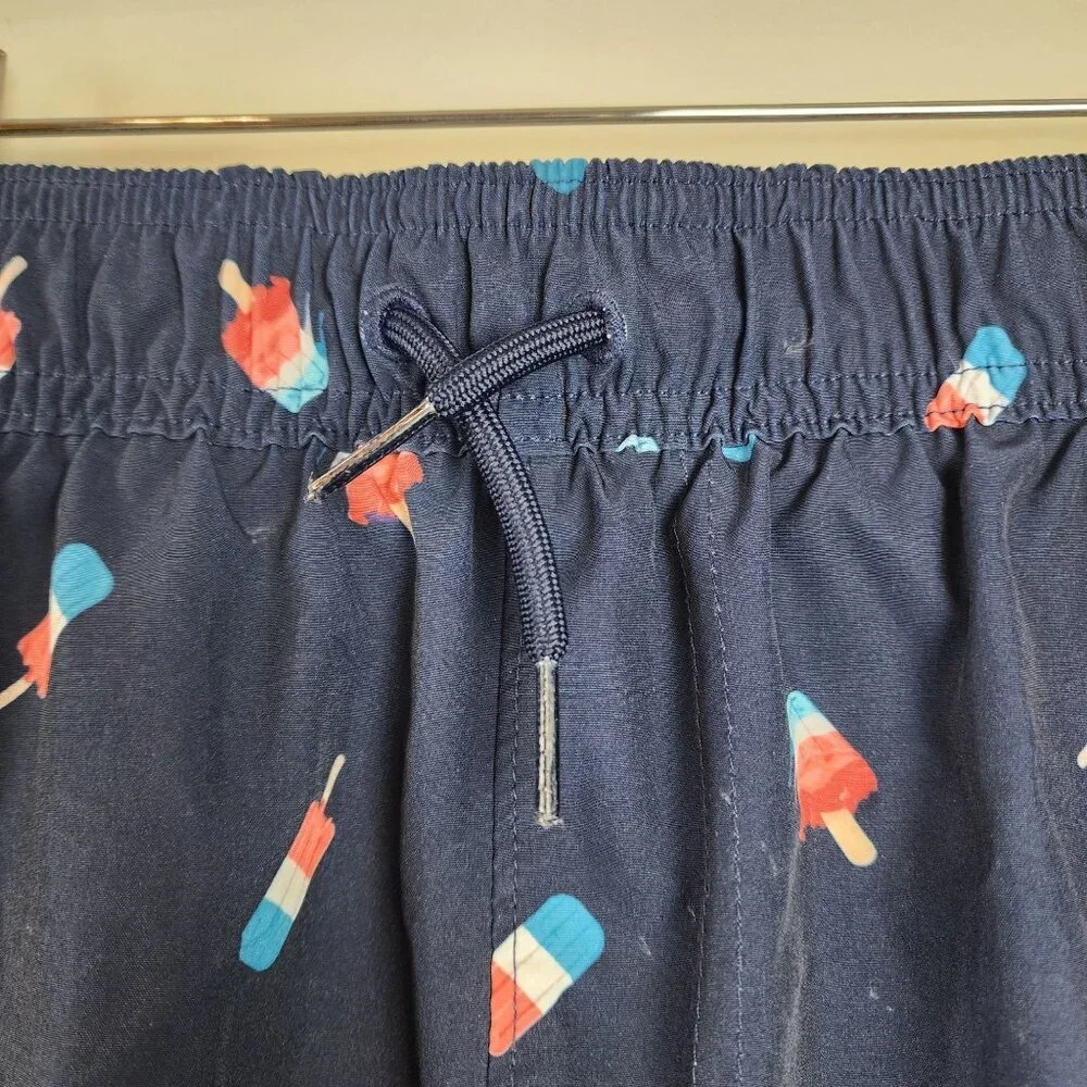 Abercrombie Kids Navy Ice Pop Print Swim Shorts Size 13/14 Back Pocket